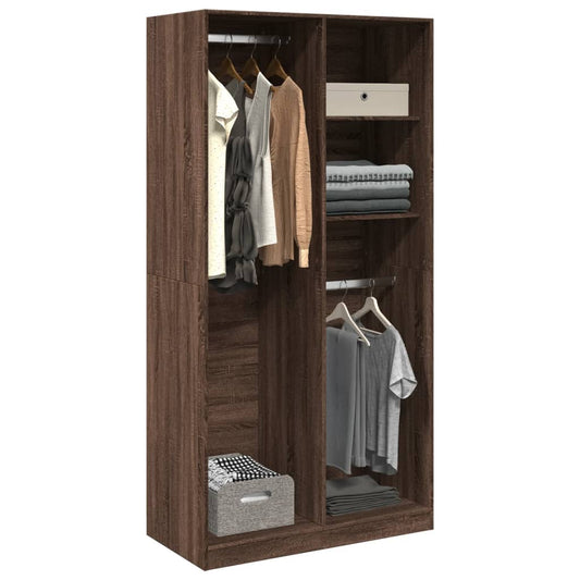 Wardrobe Brown Oak Look 100x50x200 cm Wood Material