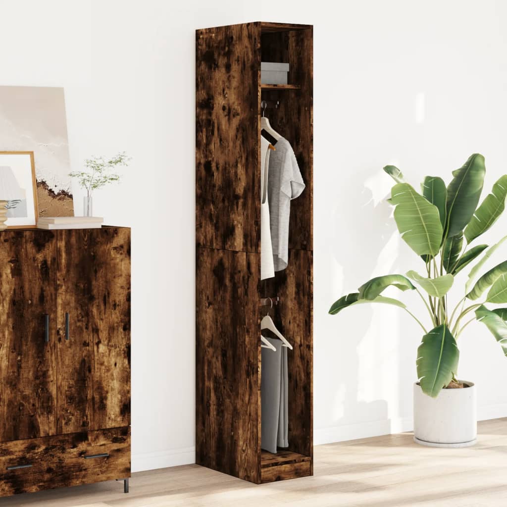 Armoire en chêne fumé 30x50x200 cm matériau bois