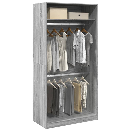 Wardrobe Grey Sonoma 100x50x200 cm Wood Material