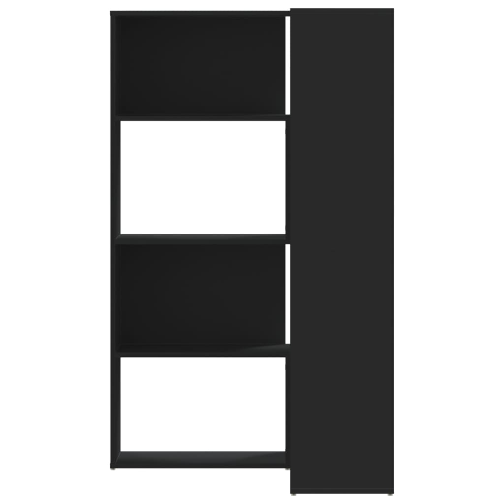 Bibliothèque d'angle 4 niveaux noire 85x85x140 cm matériau bois