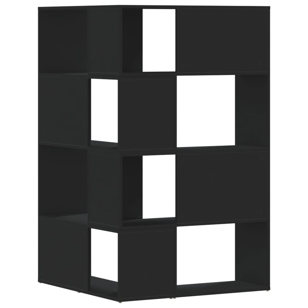 Bibliothèque d'angle 4 niveaux noire 85x85x140 cm matériau bois