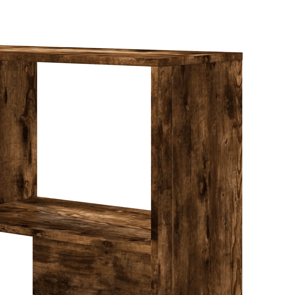 Bibliothèque d'angle 4 niveaux chêne fumé 85x85x140cm matériau bois