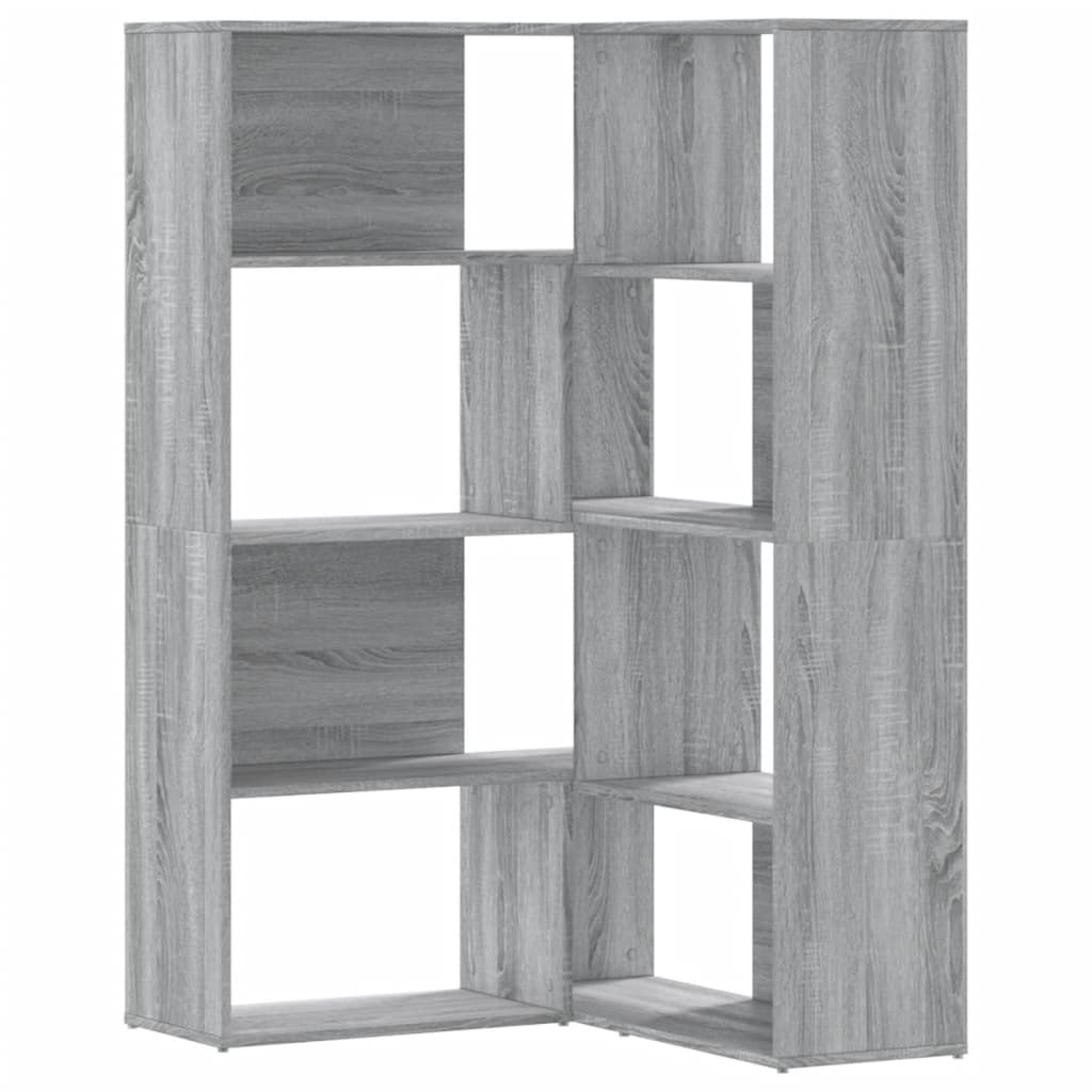 Bibliothèque d'angle 4 niveaux gris Sonoma 85x85x140 cm matériau bois