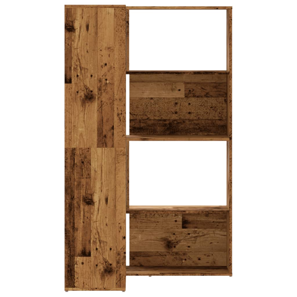 Bibliothèque d'angle 4 niveaux en bois antique 85x85x140 cm matériau bois