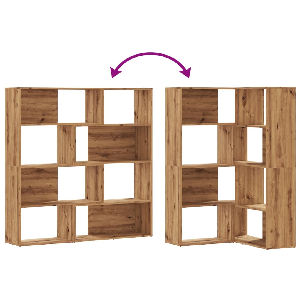 Bibliothèque d'angle 4 niveaux en chêne artisanal 85x85x140 cm