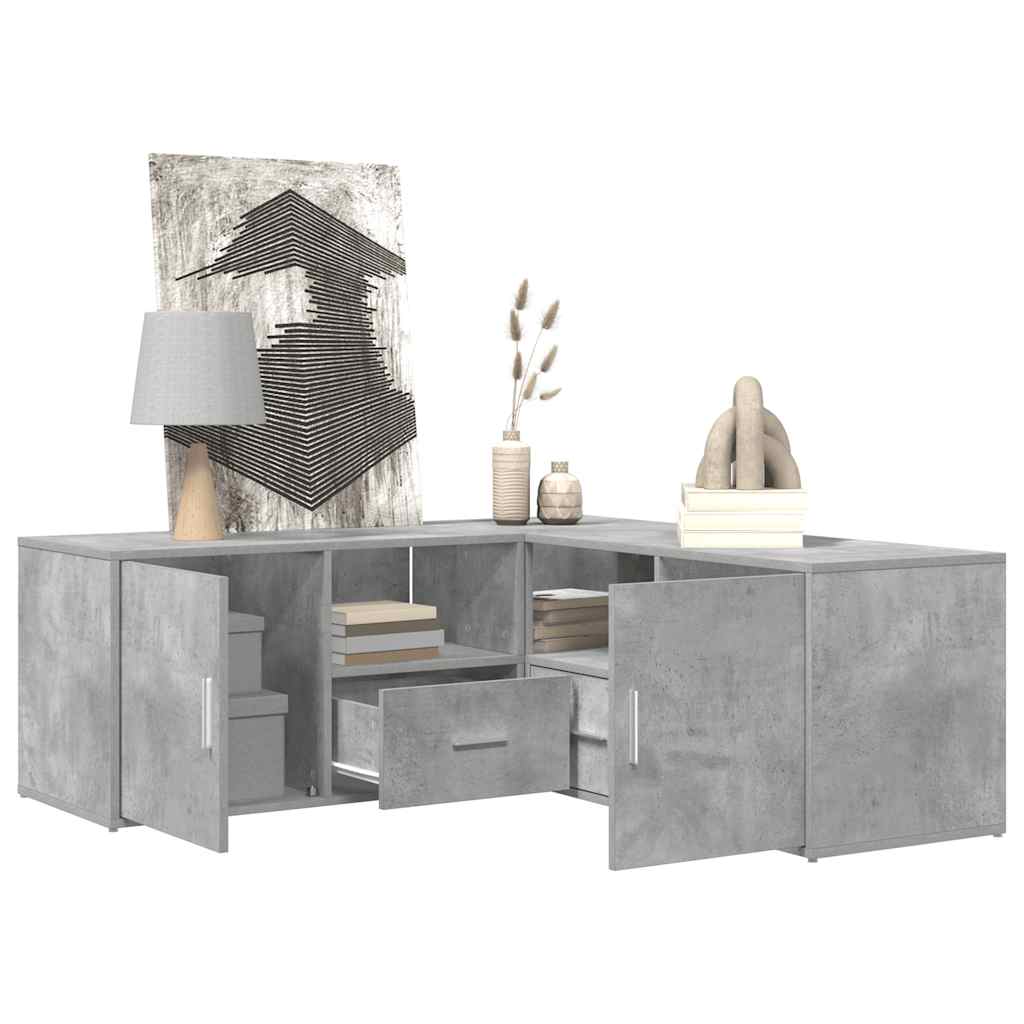 Eckregal Betongrau 200x40x45 cm Holzwerkstoff