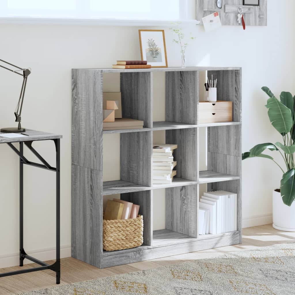 Bookshelf Grey Sonoma 102x32x108 cm wood material
