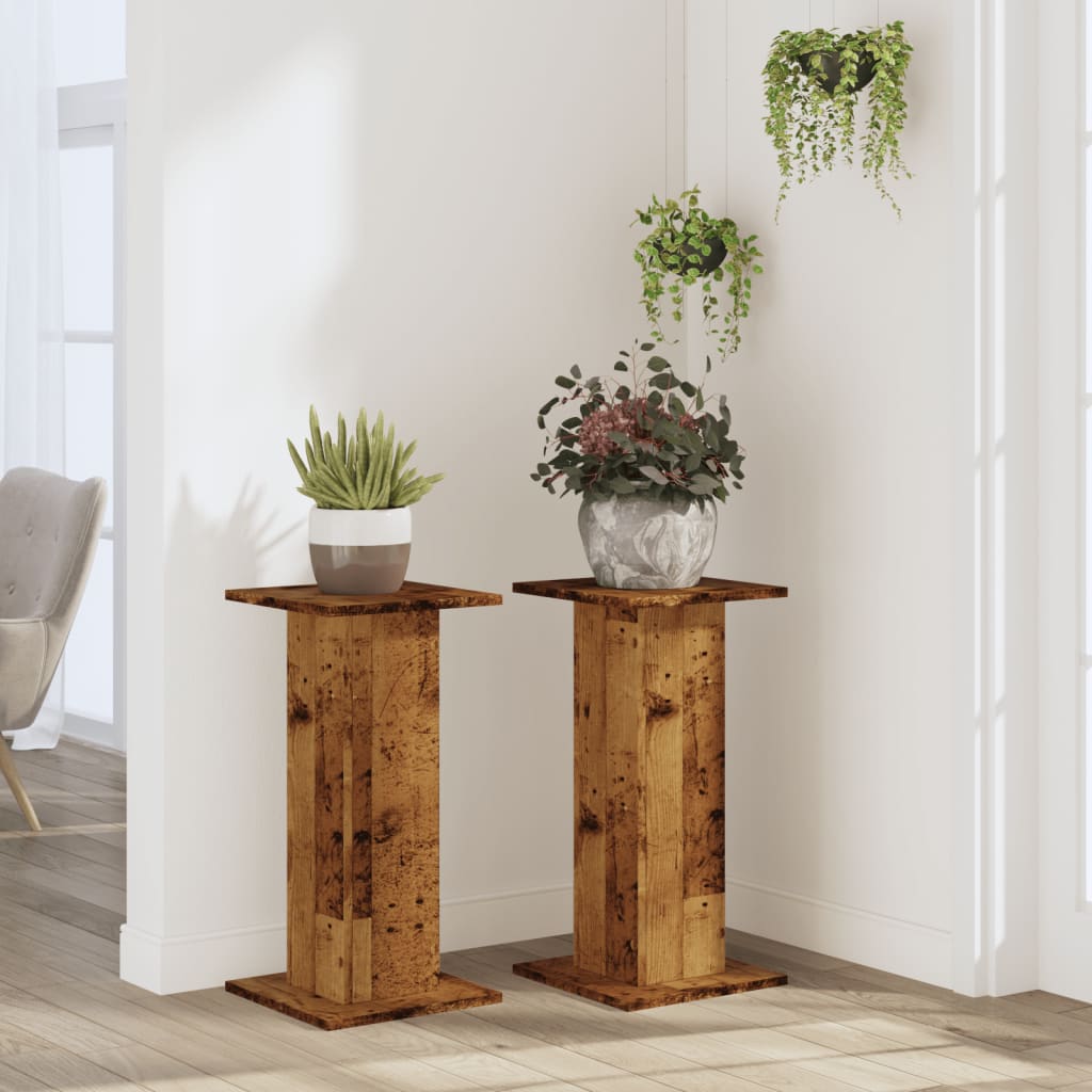 Pflanzenständer 2 Stk. Altholz-Optik 30x30x60 cm Holzwerkstoff
