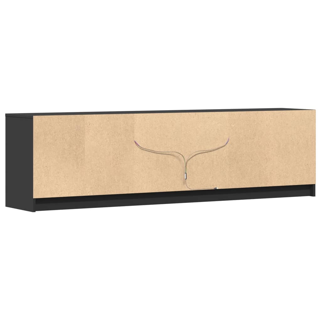 Meuble TV avec éclairage LED noir 180x34x50 cm