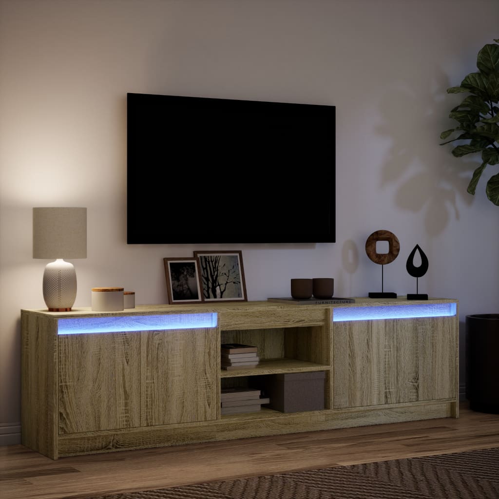 Meuble TV avec éclairage LED en chêne Sonoma 180x34x50 cm