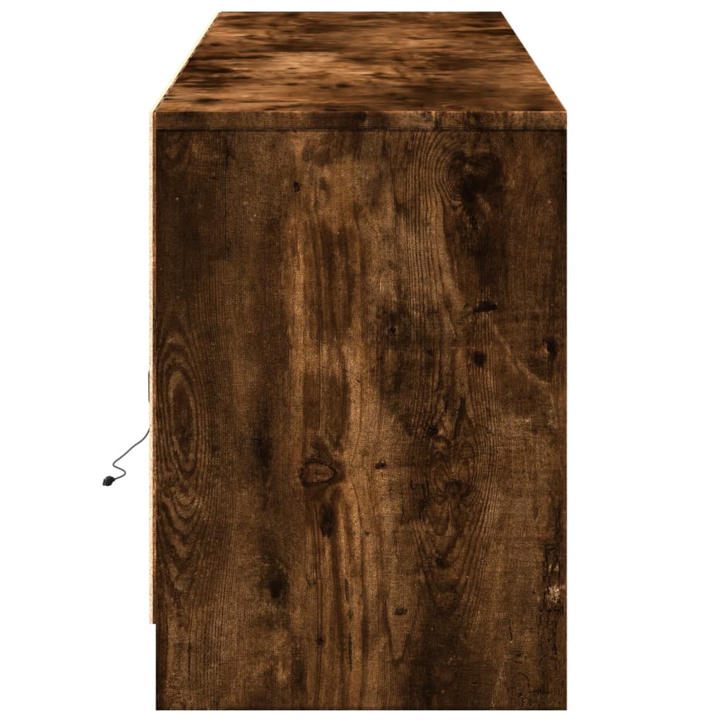 Meuble TV avec éclairage LED en chêne fumé 180x34x50 cm