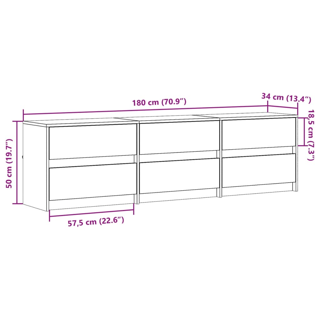 TV-Schrank mit LED-Beleuchtung Sonoma-Eiche 180x34x50 cm