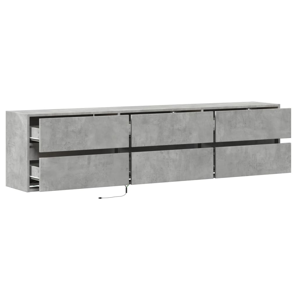 TV-Wandschrank mit LED Betongrau 180x31x45 cm