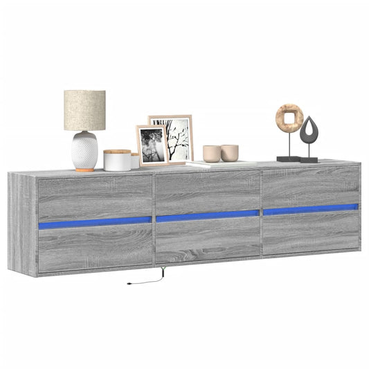 TV-Wandschrank mit LED Grau Sonoma 180x31x45 cm