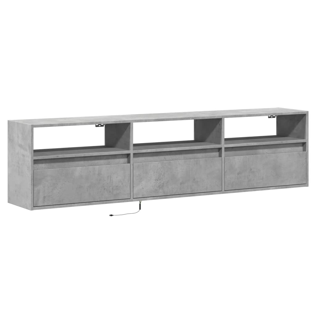 TV-Wandschrank mit LED Betongrau 180x31x45 cm