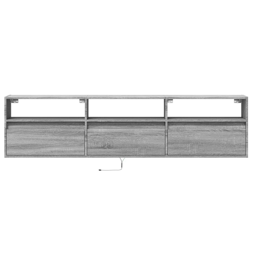 TV-Wandschrank mit LED Grau Sonoma 180x31x45 cm