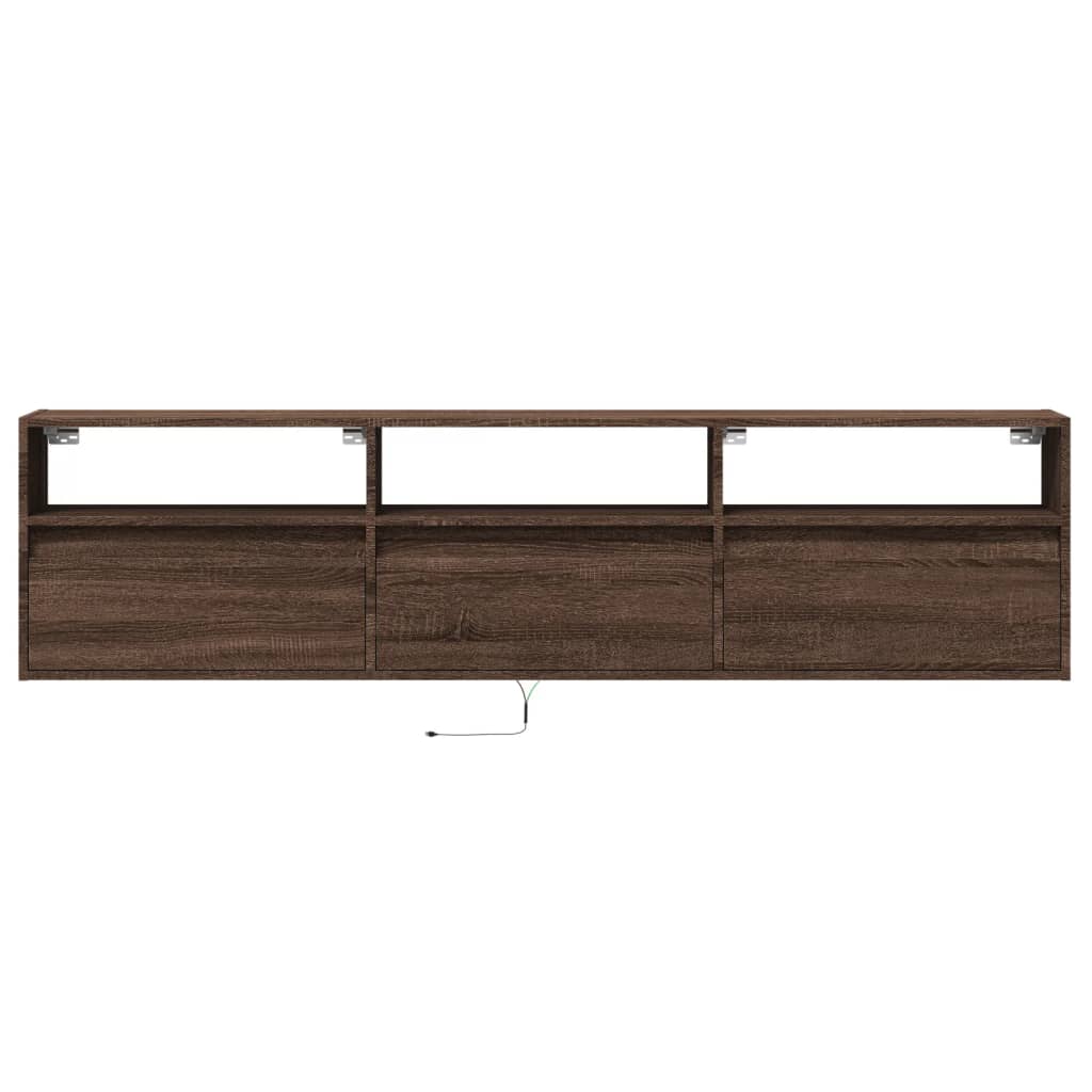 TV-Wandschrank mit LED Braun Eichen-Optik 180x31x45 cm