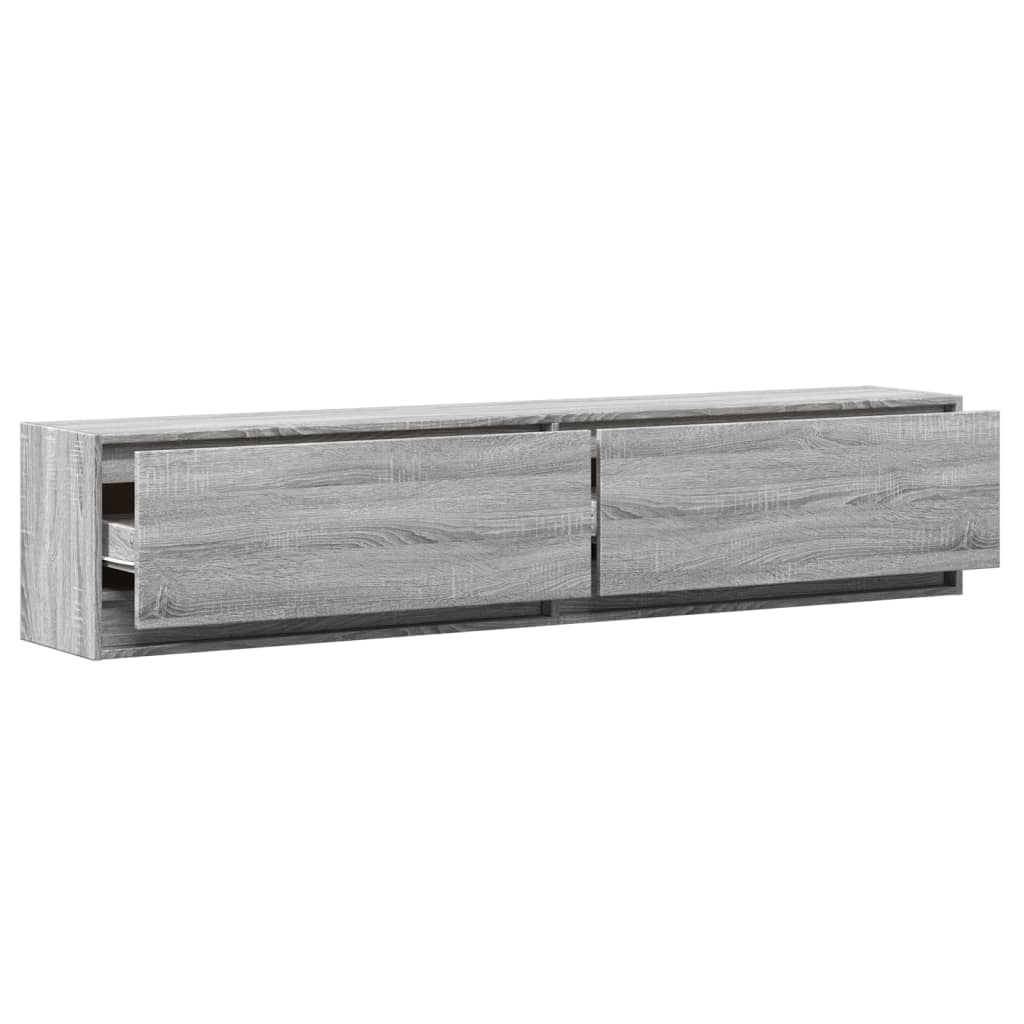 TV-Wandschrank mit LED Grau Sonoma 180x31x38 cm