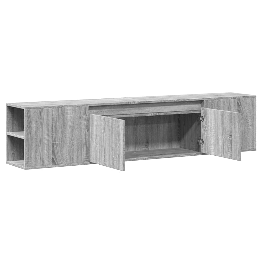 TV-Wandschrank mit LED-Beleuchtung Grau Sonoma 180x31x39,5 cm