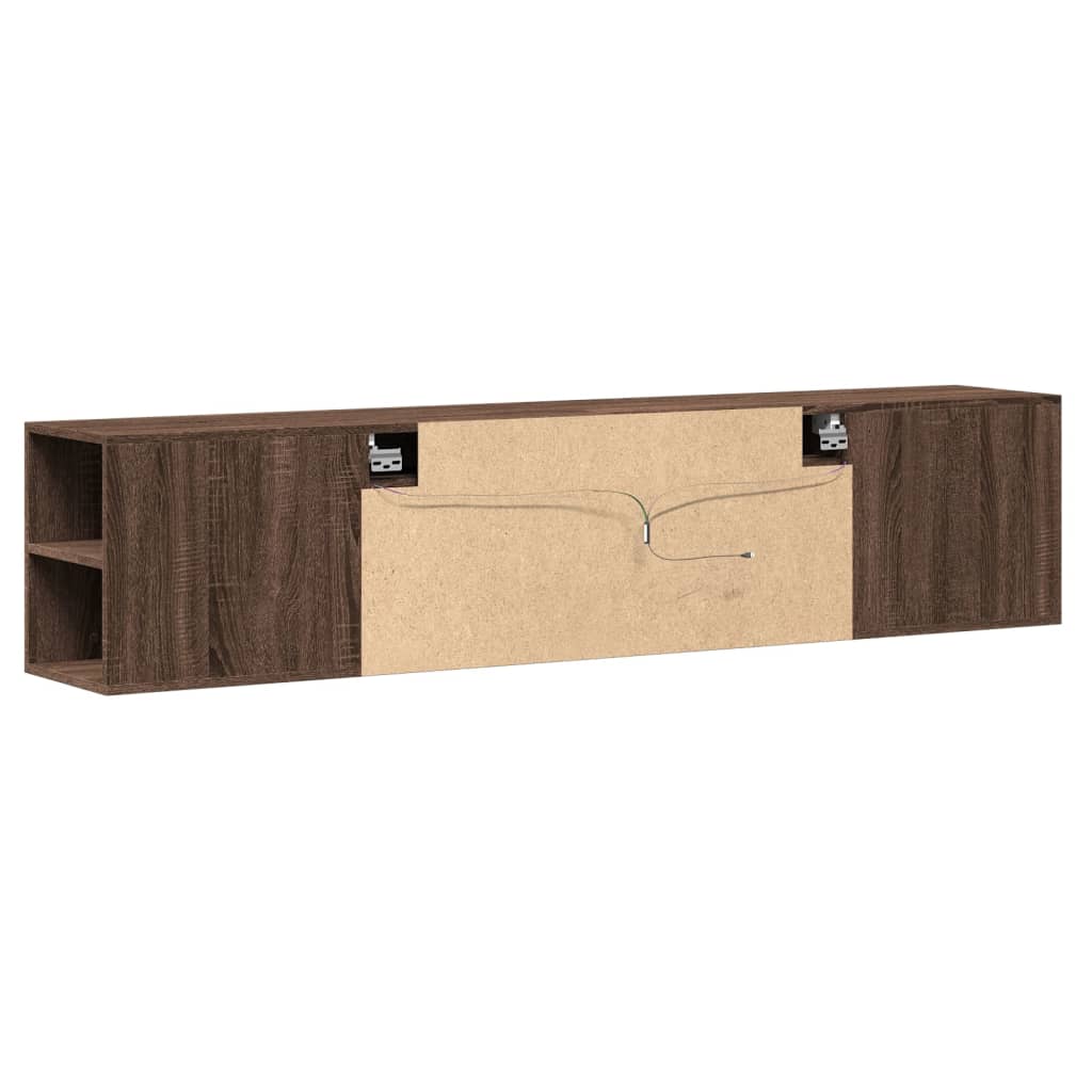 TV-Wandschrank mit LED-Beleuchtung Braun Eiche 180x31x39,5 cm