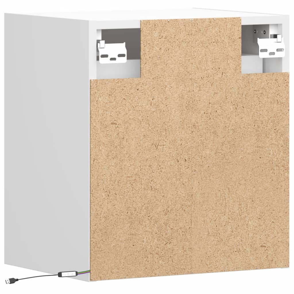 Wall-mounted bedside tables with LED lights 2 pcs. White