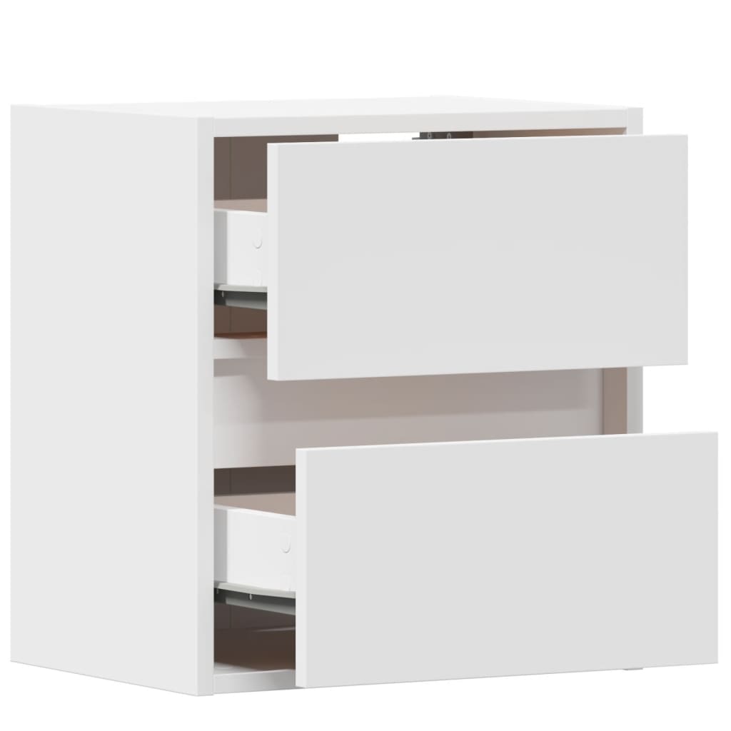 Wall-mounted bedside tables with LED lights 2 pcs. White