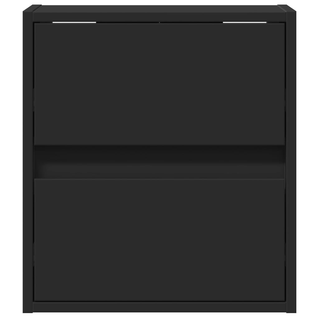 Wall-mounted bedside tables with LED lights 2 pcs. Black