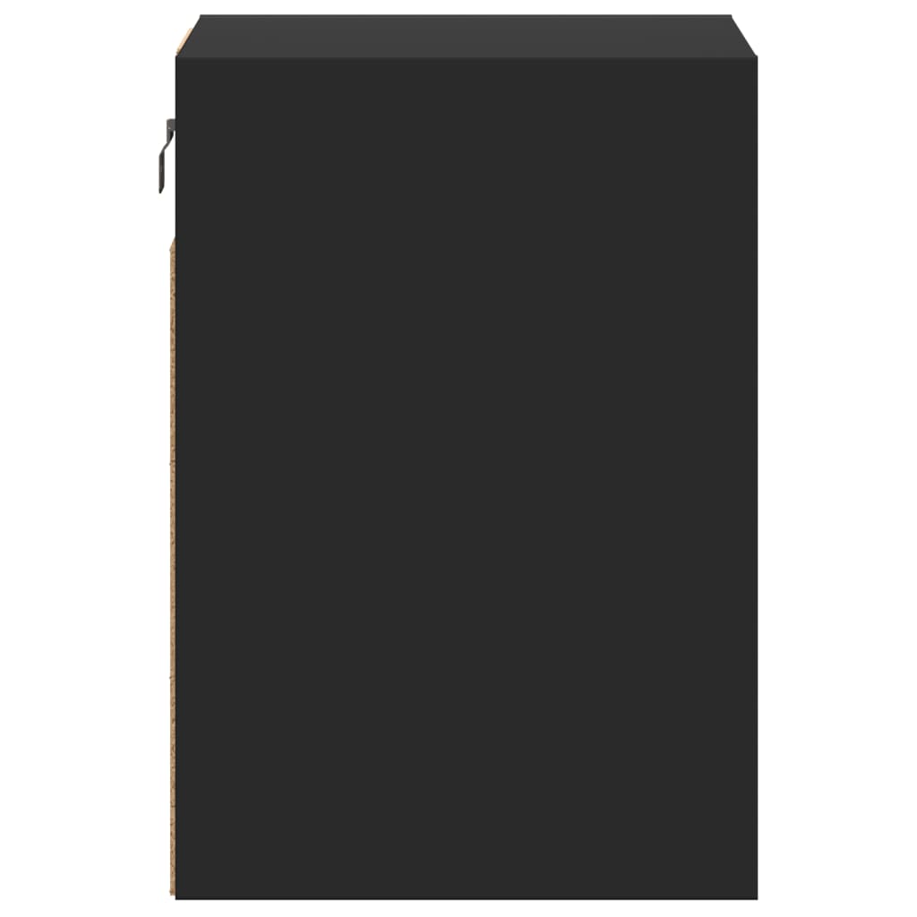 Wall-mounted bedside tables with LED lights 2 pcs. Black