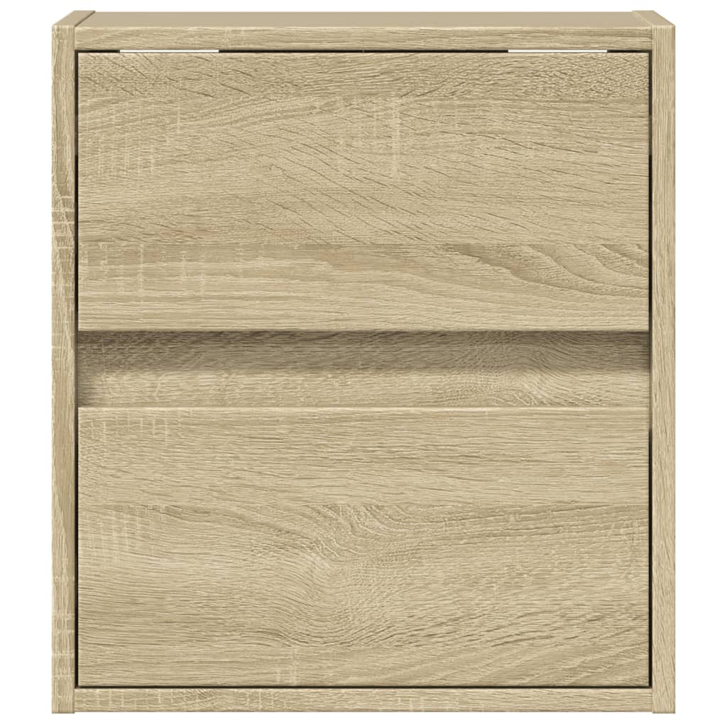 Wall-mounted bedside tables with LED lights 2 pcs. Sonoma oak