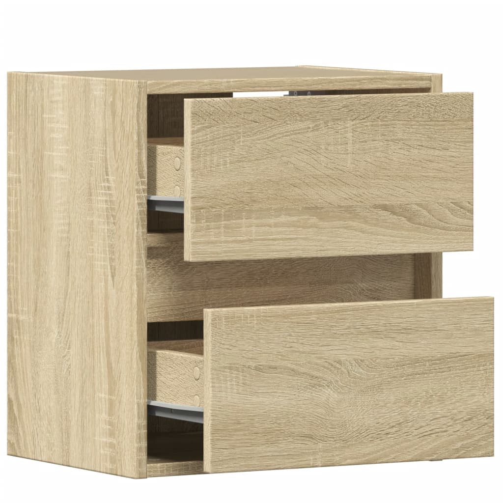 Wall-mounted bedside tables with LED lights 2 pcs. Sonoma oak
