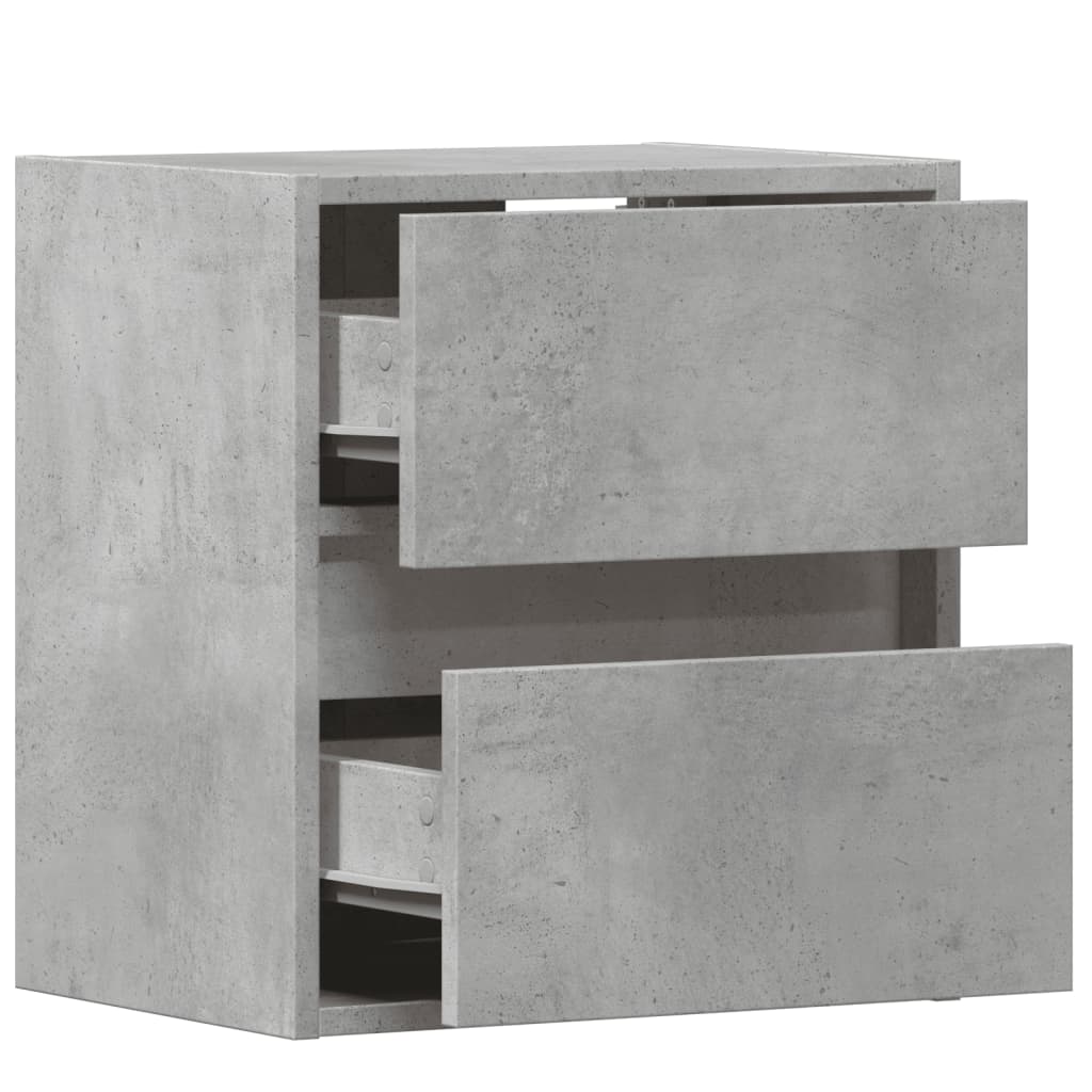 Wall-mounted bedside tables with LED lights 2 pcs. Concrete grey
