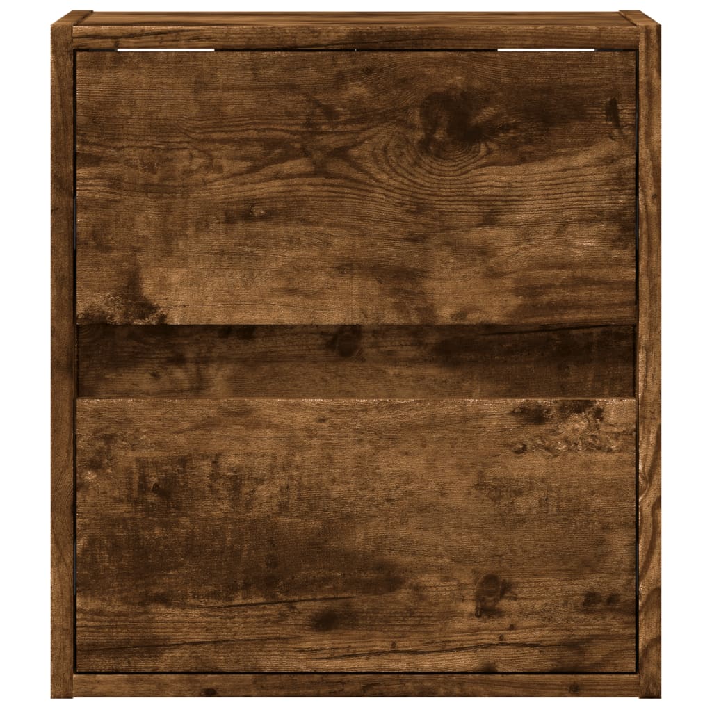 Table de chevet murale avec lumières LED chêne fumé