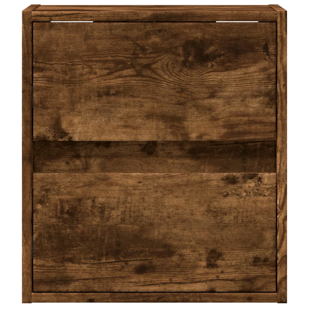 Wall-mounted bedside tables with LED lights 2 pcs. Smoked oak