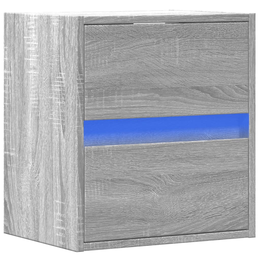 Wall-mounted bedside table with LED lights Gray Sonoma