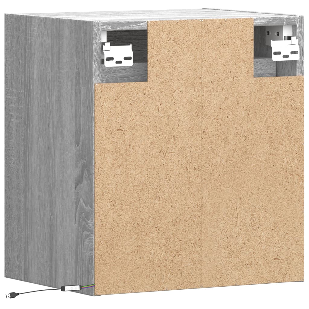 Wall-mounted bedside tables with LED lights 2 pcs. Gray Sonoma
