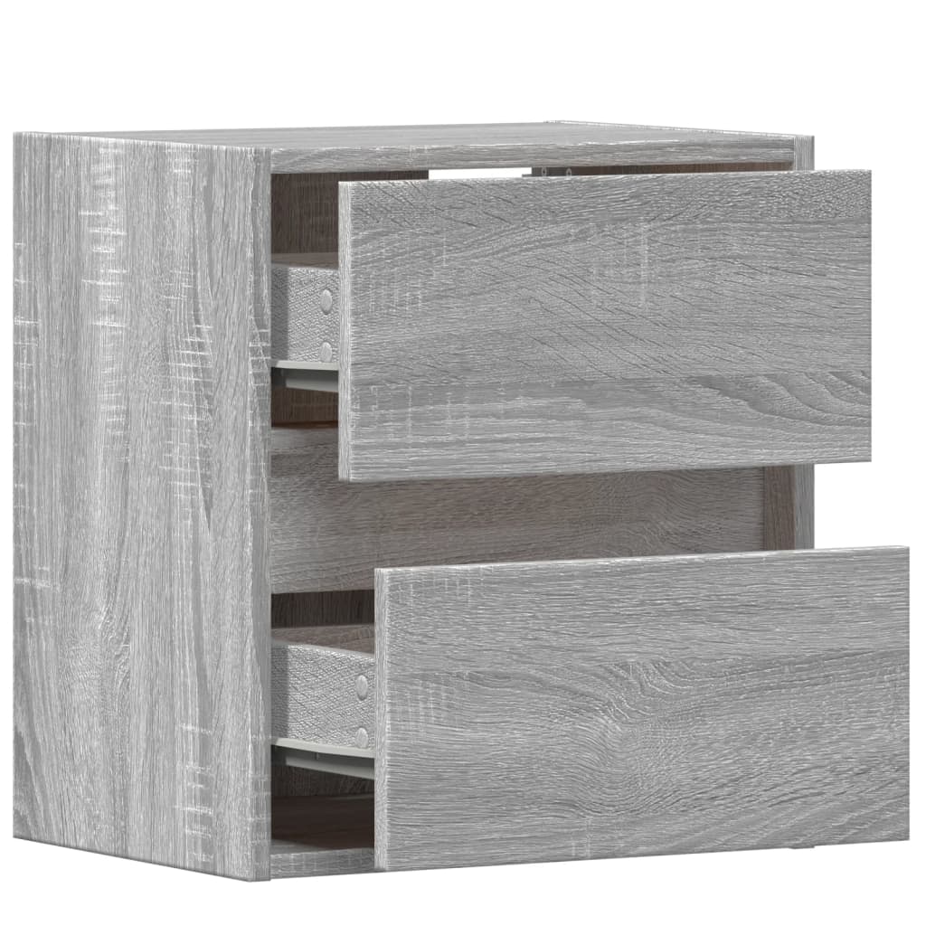 Wall-mounted bedside tables with LED lights 2 pcs. Gray Sonoma