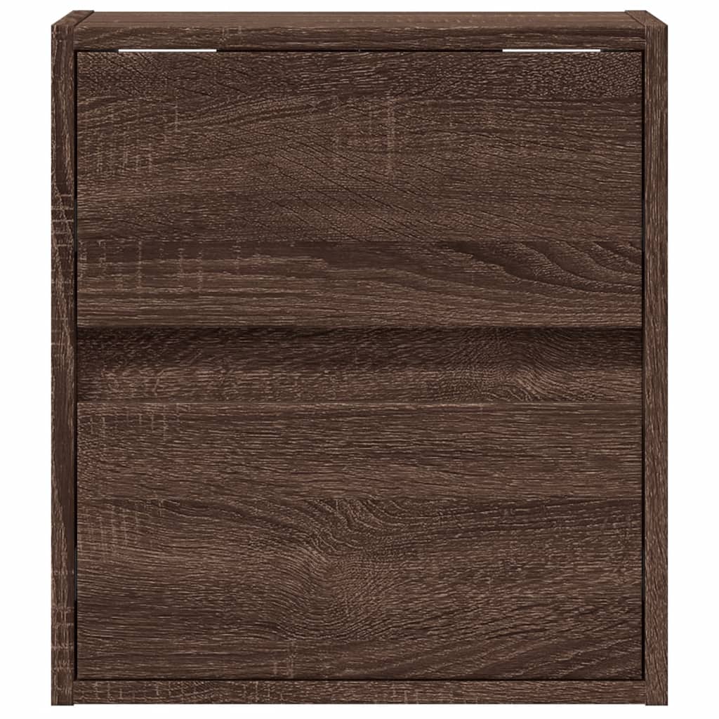 Wall-mounted bedside tables with LED lights 2 pcs. Brown oak look