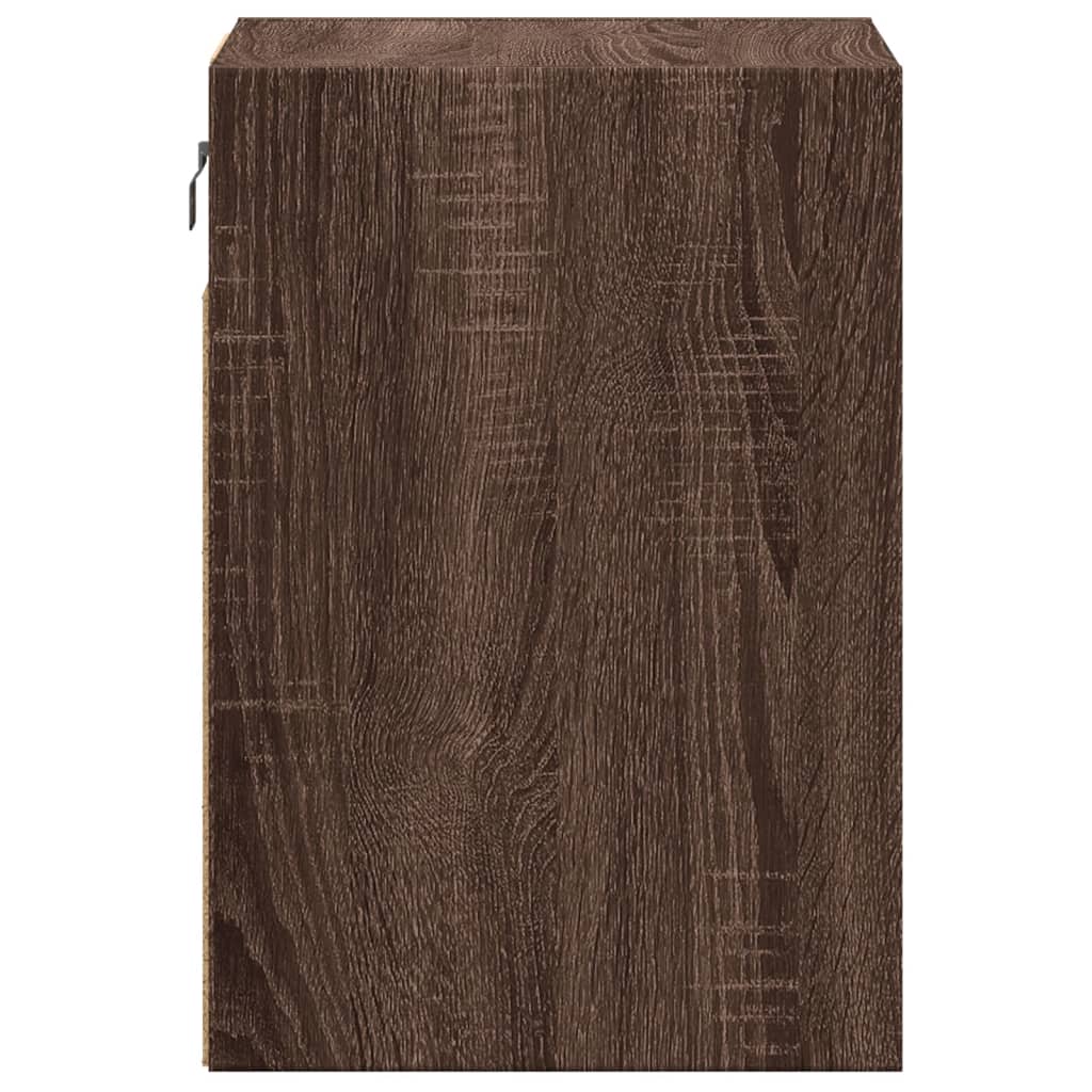 Wall-mounted bedside tables with LED lights 2 pcs. Brown oak look