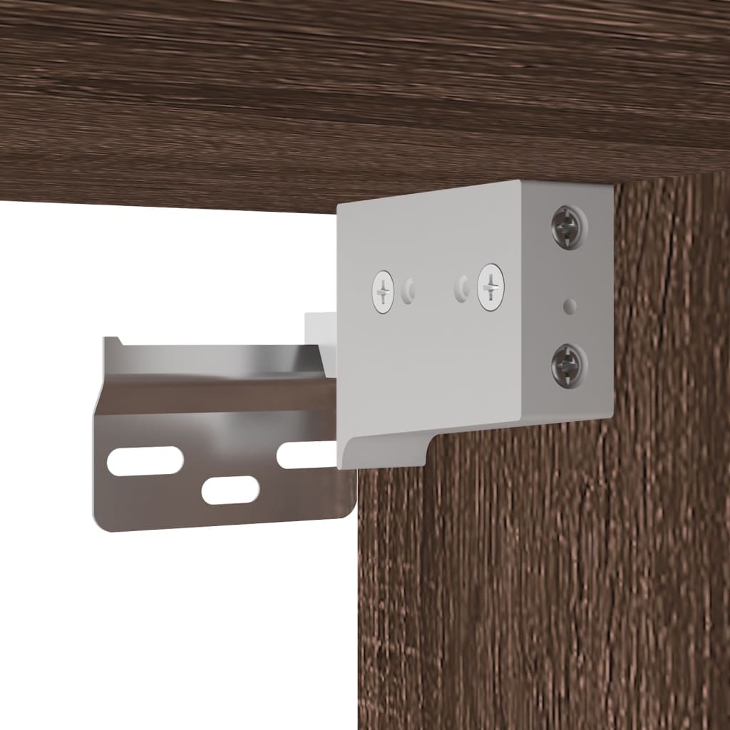 Wall-mounted bedside tables with LED lights 2 pcs. Brown oak look