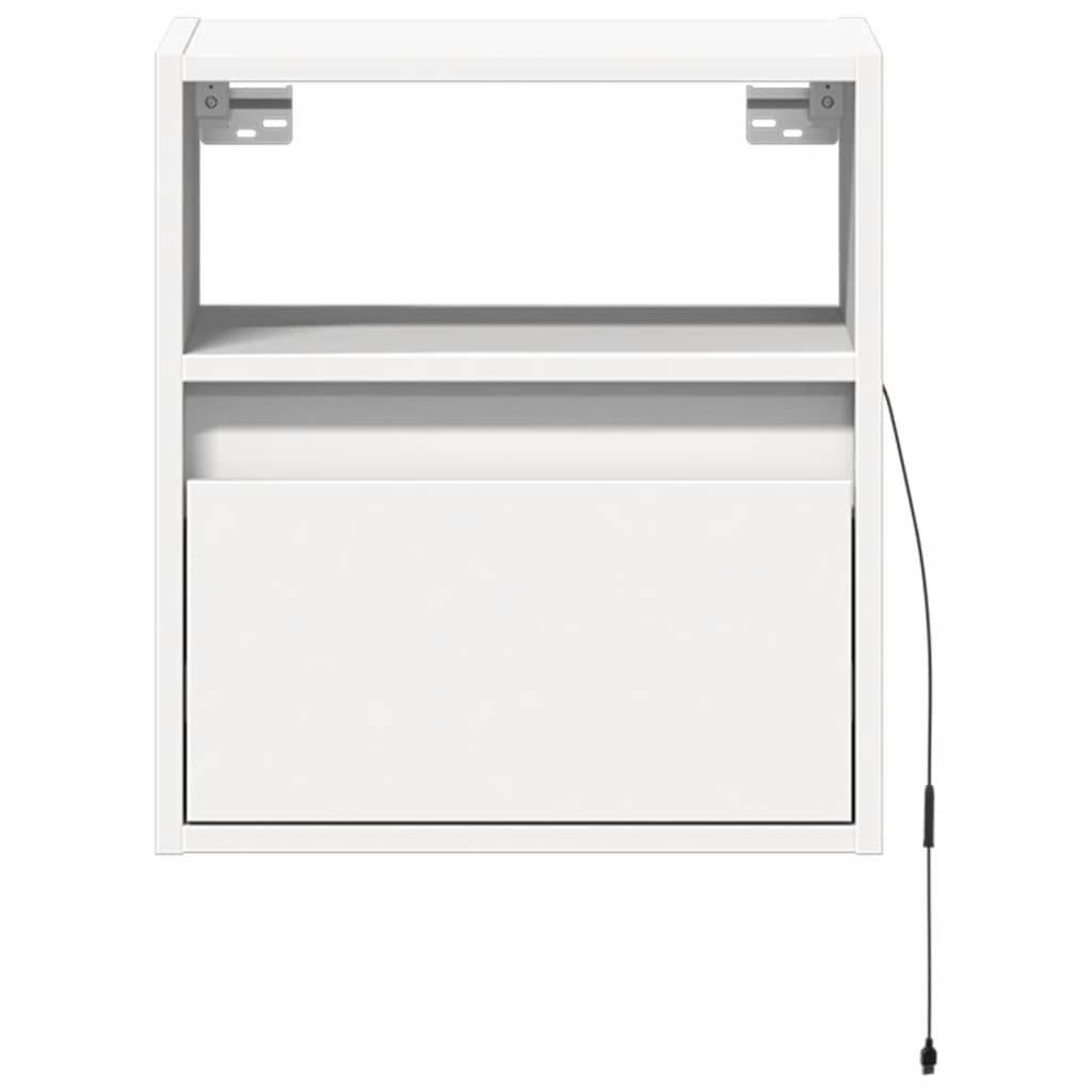 Wall Bedside Table with LED Lights White