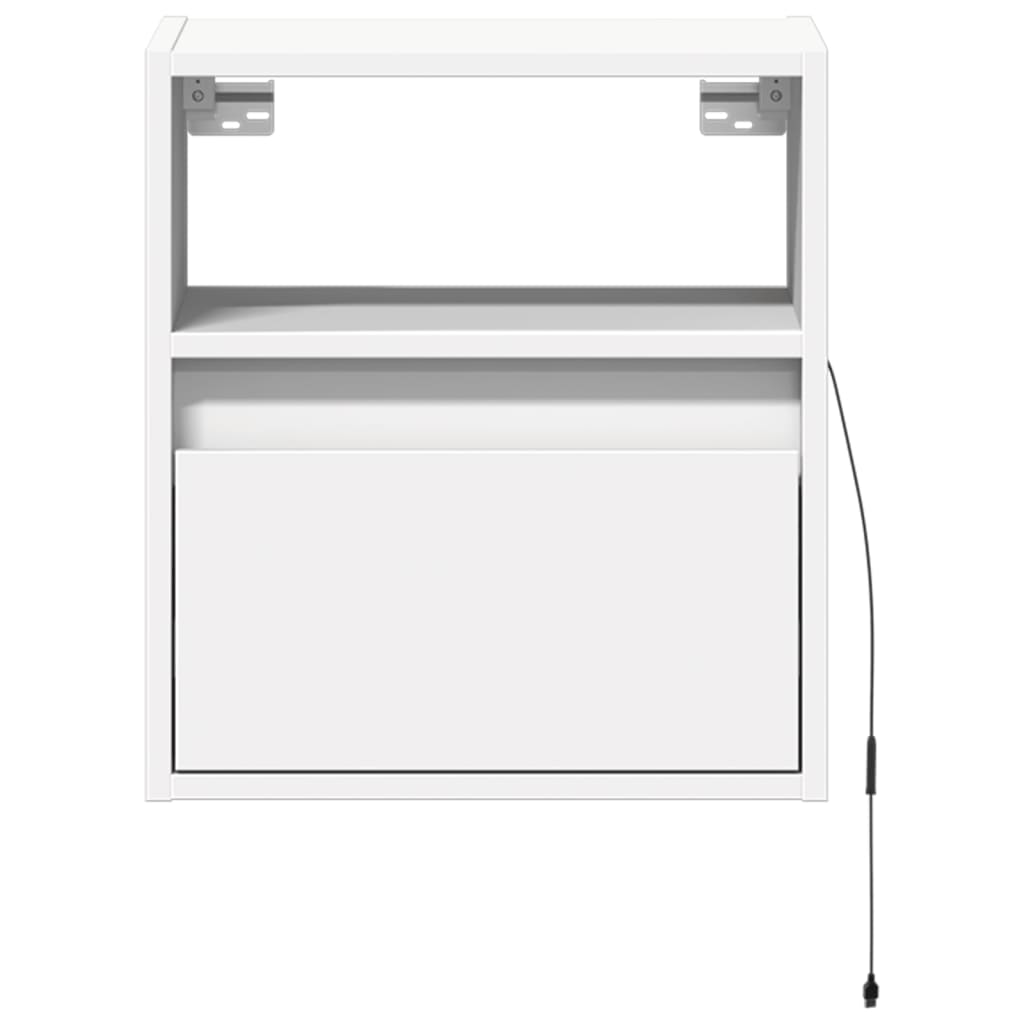 Wall-mounted bedside tables with LED lights 2 pcs. White