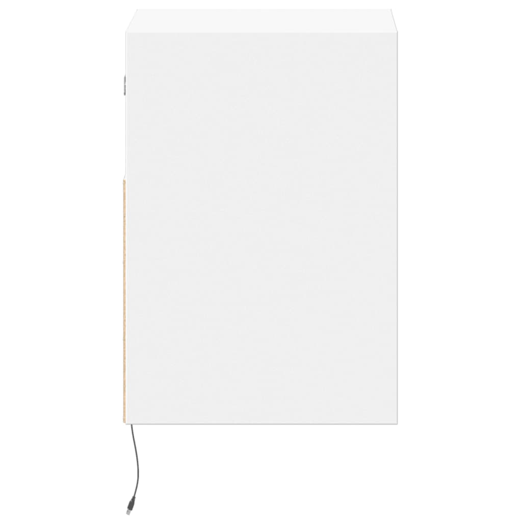 Wall-mounted bedside tables with LED lights 2 pcs. White