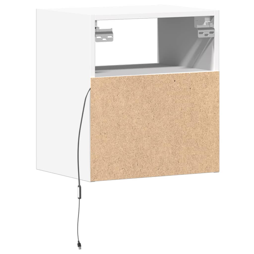 Wall-mounted bedside tables with LED lights 2 pcs. White