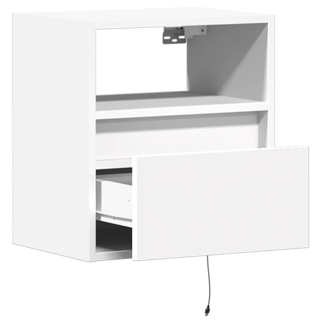 Wall-mounted bedside tables with LED lights 2 pcs. White