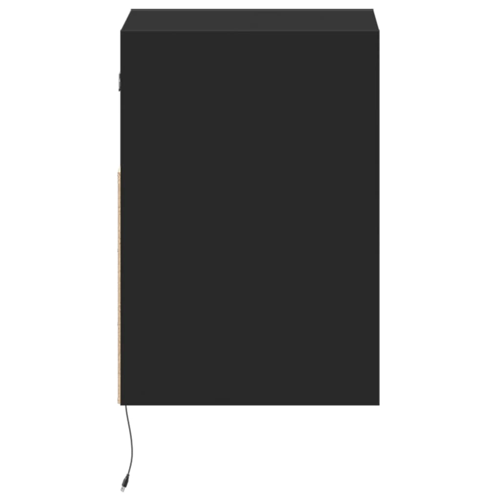Wall-mounted bedside tables with LED lights 2 pcs. Black