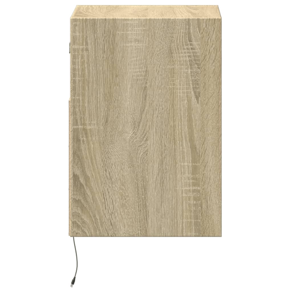 Wall-mounted bedside tables with LED lights 2 pcs. Sonoma oak