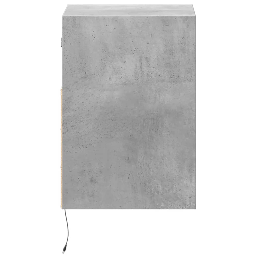 Wall-mounted bedside tables with LED lights 2 pcs. Concrete grey