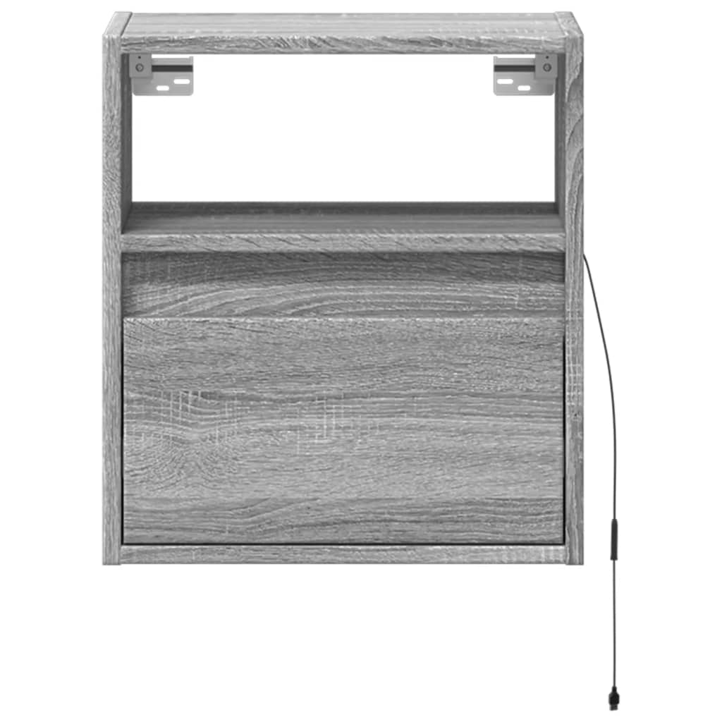 Wall-mounted bedside table with LED lights Gray Sonoma