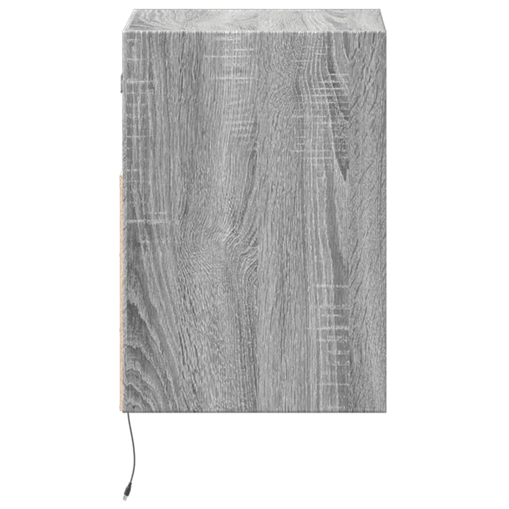 Wall-mounted bedside table with LED lights Gray Sonoma