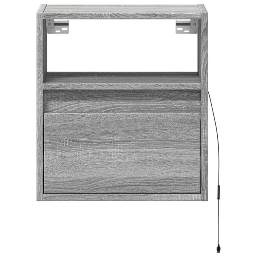 Wall-mounted bedside tables with LED lights 2 pcs. Gray Sonoma